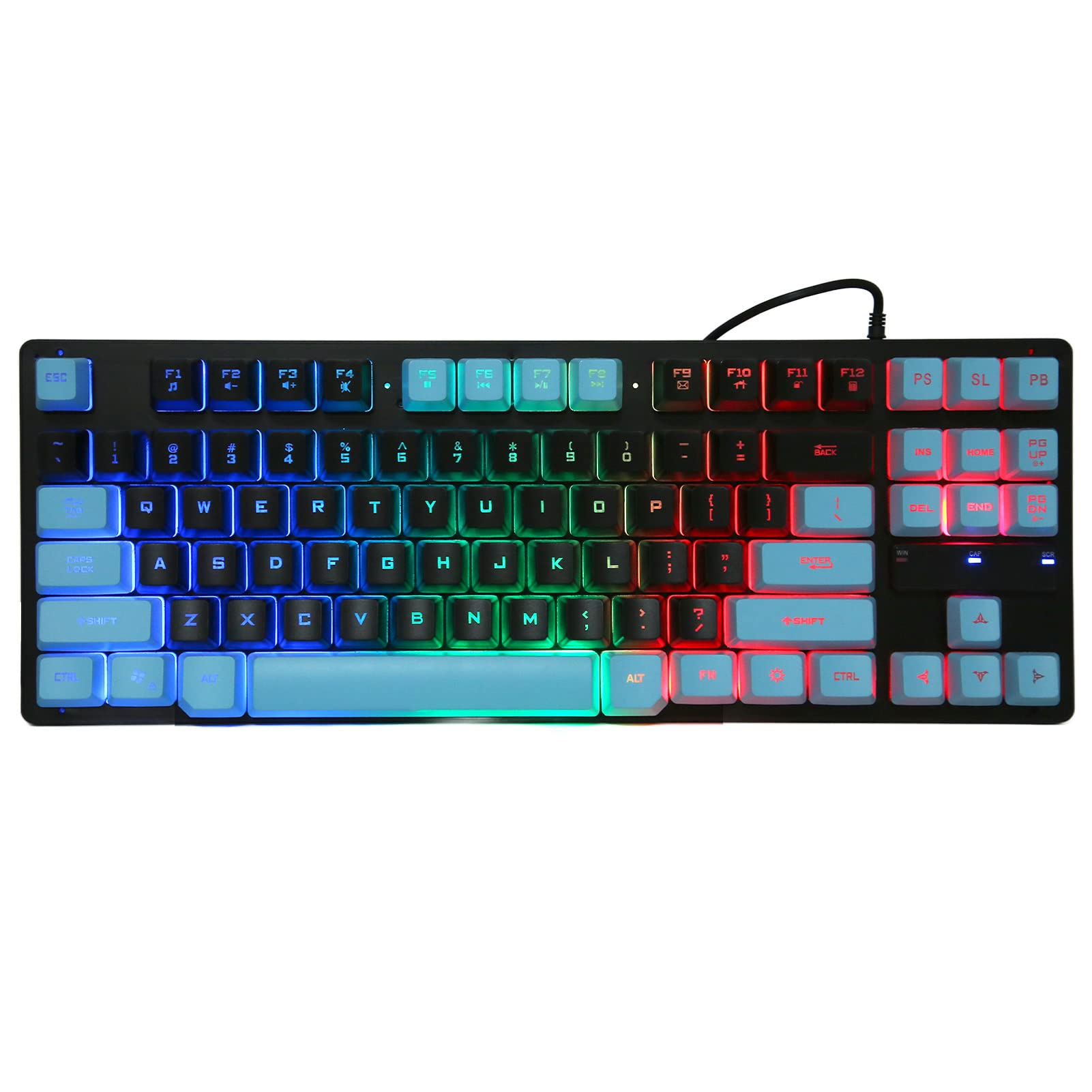 Acouto Tastiera da Gioco Cablata 87 Tasti Design Ergonomico Retroilluminato a Colori Accessori per Computer Notebook DesktopSupporti Blu Scuro per Tastiera da Gioco Cablata WinTastiera da