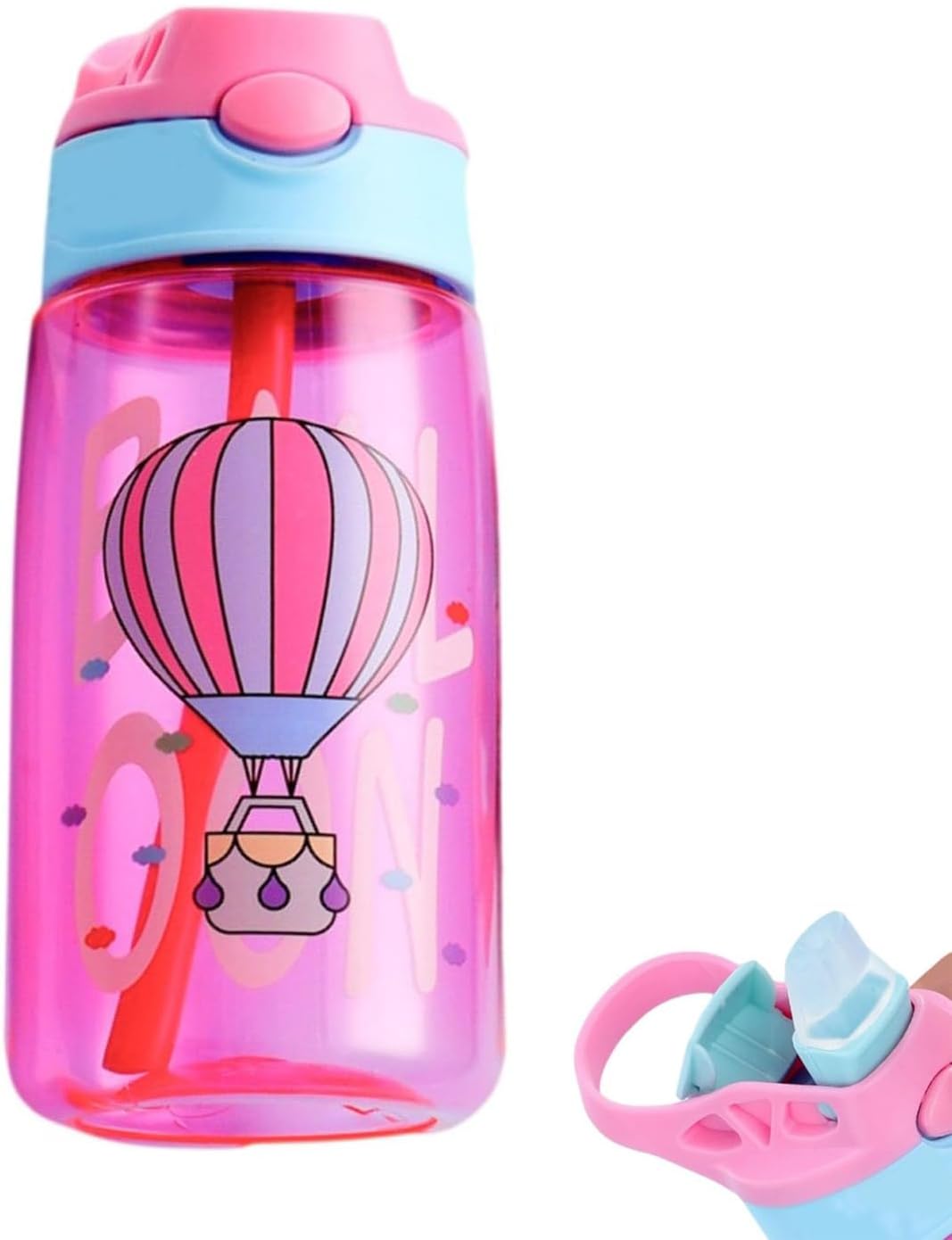 X spring Water Bottle for Kids School, Plastic BPA free Bottle, Cute Girls Water Bottles for School, Nursery Straw Cup, Creative Duck Beak Plastic Water Bottles, 480ML Portable Leakproof Bottle