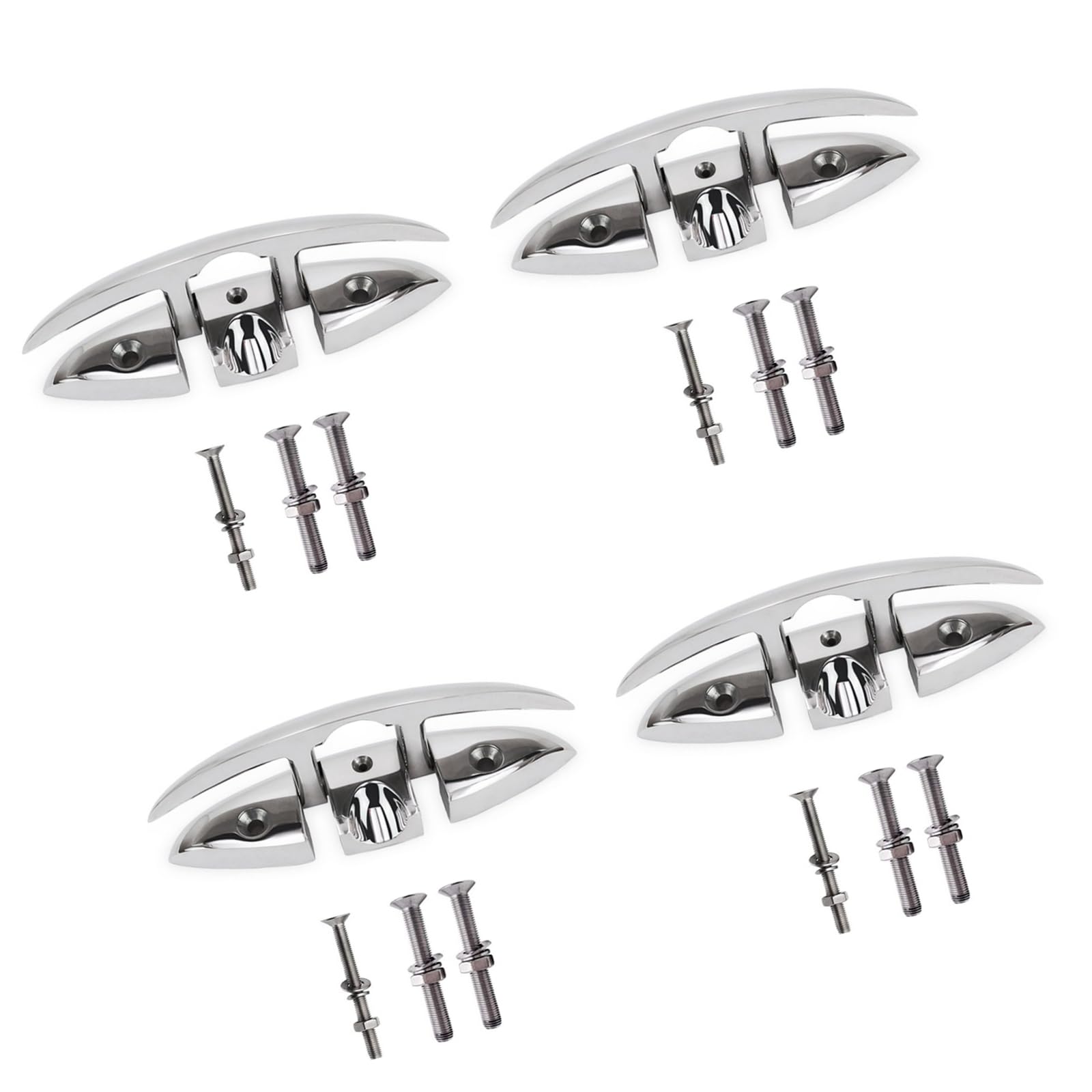 WGDYRP Pack of 4 5 Inch Foldable Stainless Steel Cleats for Boats Marine Hardware Strong 316 Grade Weatherproof