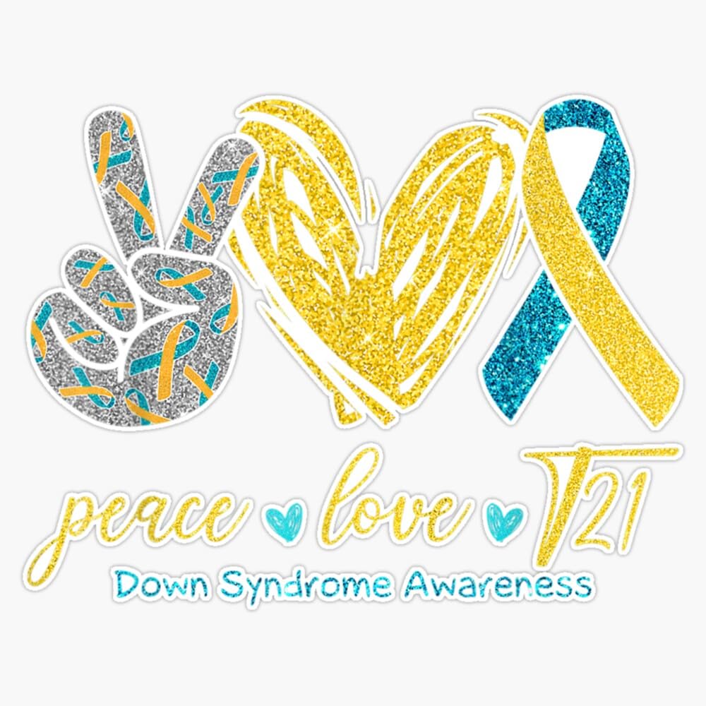 Down Syndrome Awareness, Peace Love T21 Sticker Vinyl Decal Car Laptop Wall Window Bumper Sticker 5"