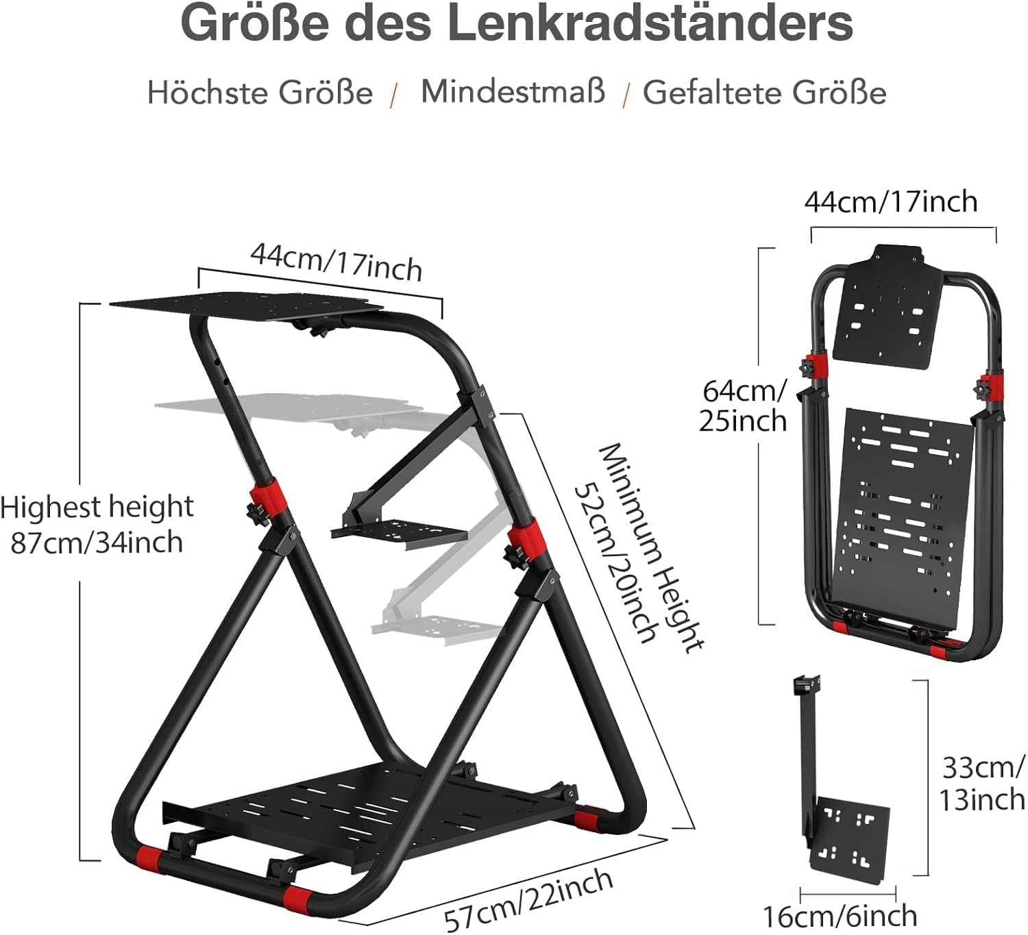 DIWANGUS Lenkradständer, Schnelle Montage Geeignet für Logitech G923 G920 G29 G27 G25, Faltbar Lenkrad Ständer Geeignet für Thrustmaster T248X T248 T300Rs TX T150 PS4 PS5 Xbox 360 Xbox - 4