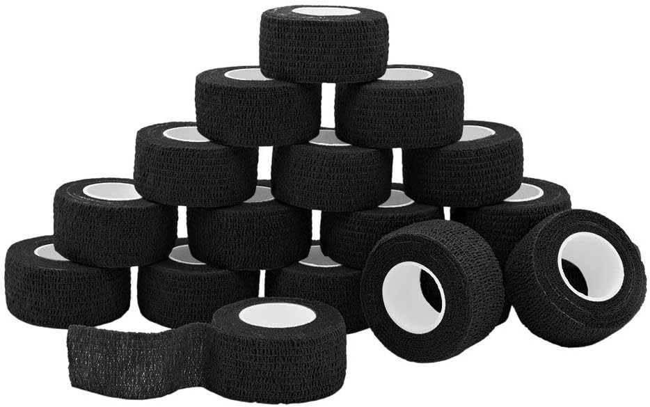 Nutoko 18 rollos de Vendaje Autoadhesivo Non-woven Fabric Self-adhesive Bandage Impermeables vendaje deportivo e Ideales para Tobillos, Muñecas, Rodillas y Codos,Brazos,mascotas2,5 cm x 4,5 m (Negro)