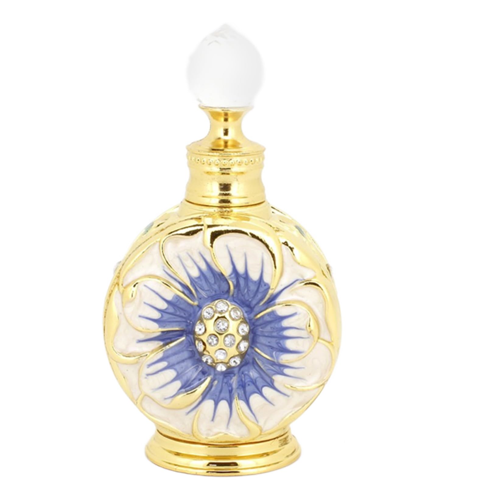 Jojobasec Purple Blue Flower 12Ml Perfumes Bottle Vintage Empty Container Metal Embossed Flower Empty Artificial Multicolor Refillable Jars