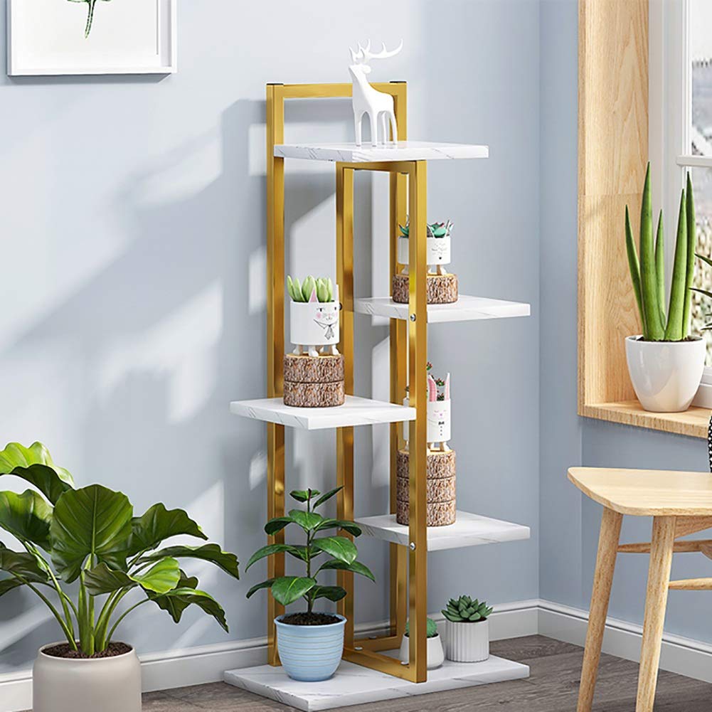SnamicE Indoor Plant Stand Plant Stands Indoor Outdoor Flower Pot Holder Plant Pot Stand for Balcony Corridor Garden Terrace Multifunctional,Gold-90cm