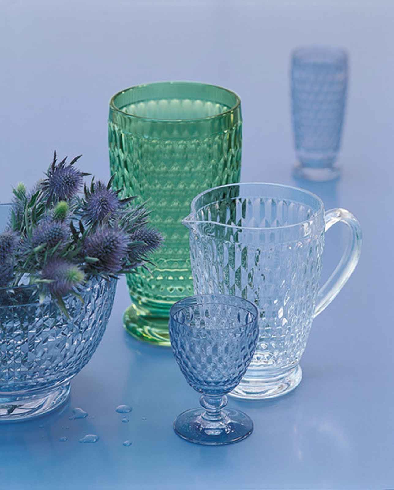 Villeroy & Boch Boston - Juego de 4 copas de vino tinto de colores, 310 ml, diseño facetado, para vino tinto, apto para lavavajillas, color azul