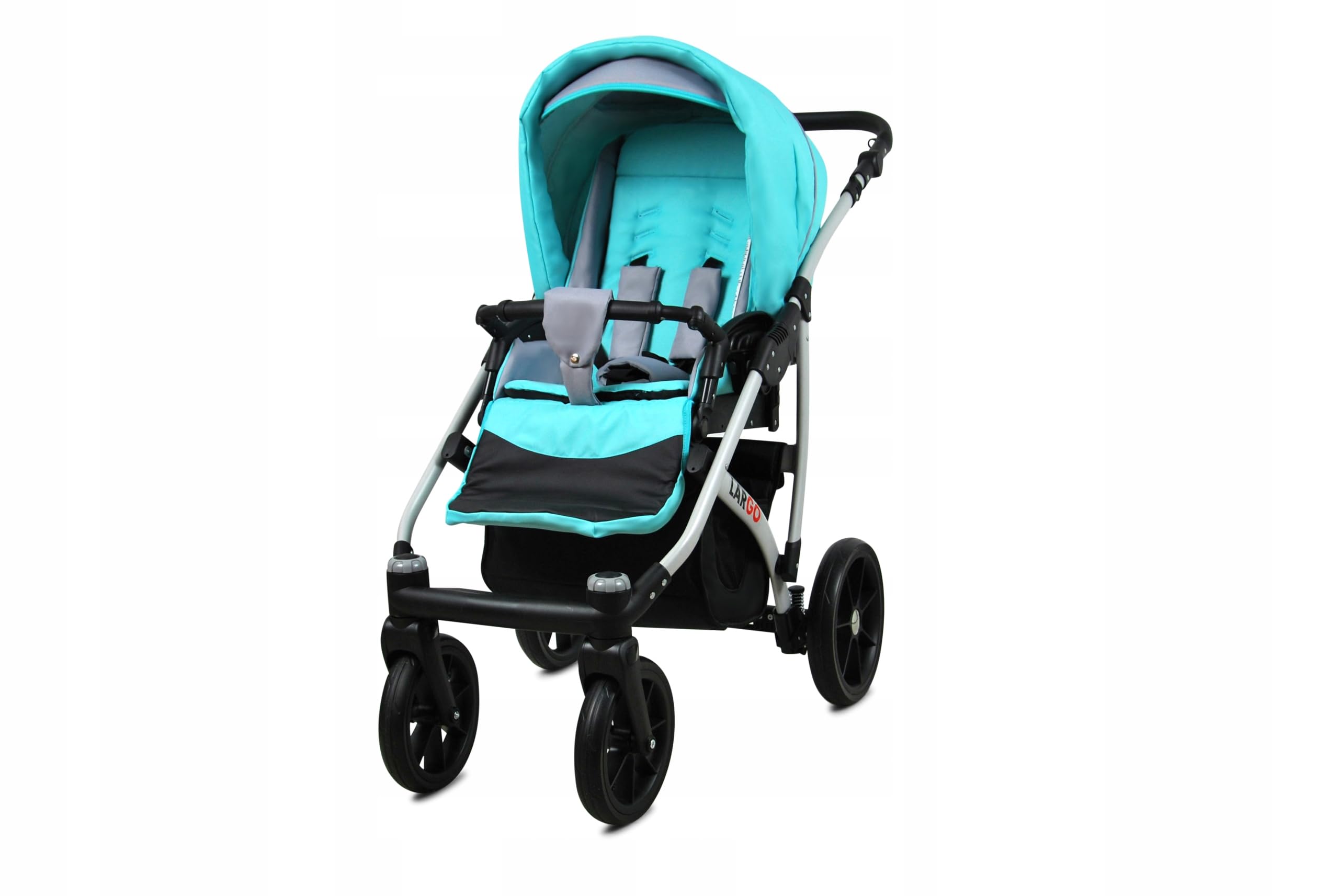 BabyLux® Zestaw wózków dziecięcych 3 w 1 – Largo – w zestawie wanienka dla niemowląt, fotelik sportowy, fotelik samochodowy – zestaw wózków dziecięcych z torbą do przewijania, osłoną przeciwdeszczową