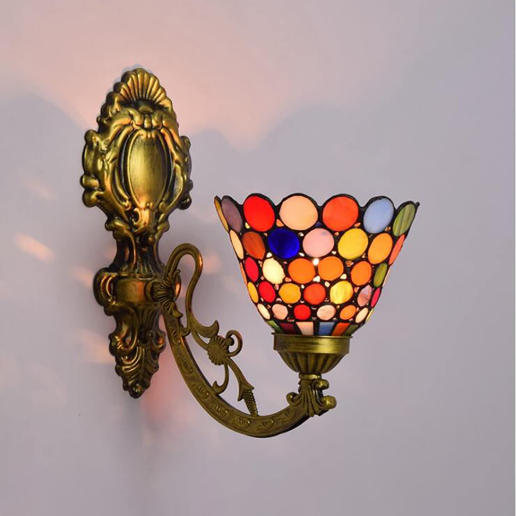 Lampada da Parete in Stile Tiffany Lampada da Parete in Vetro Colorato Dispositivo di Illuminazione Fisso Decorativo retrò per Corridoio Scale Camera da Letto Soggiorno Bagno