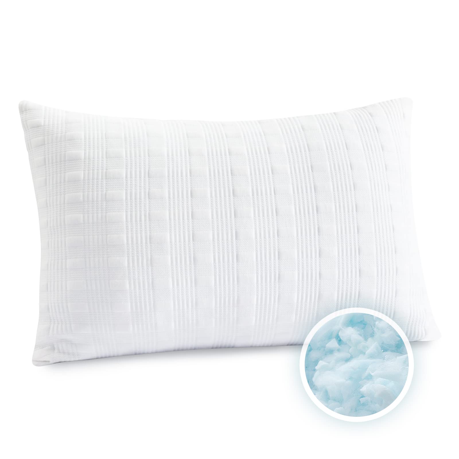 meoflaw cooling pillows for sleeping queen size,shredded memory foam bed pillow with double sided material pillow case,adjustable loft-slow rebound queen pillow for side & back sleeper