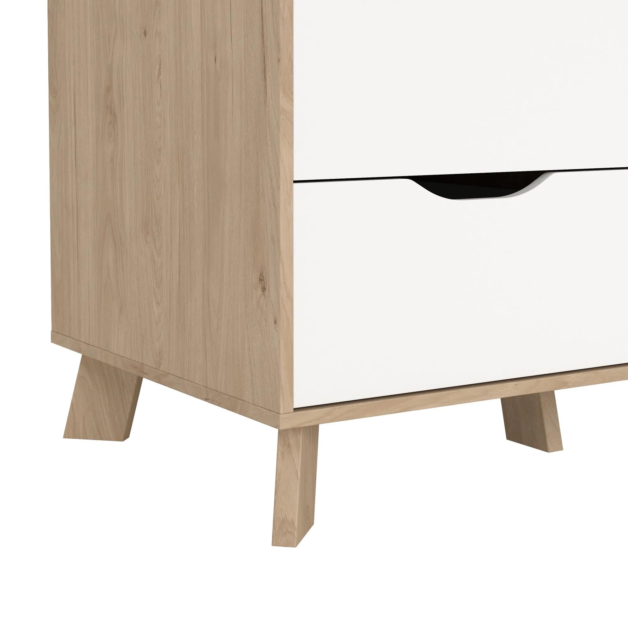 Bissolo Casa Armadio Moderno con 3 Ante, 1 Specchio, 2 Cassetti, 147,2x58,1x201 cm, Hickory Jackson e Bianco Opaco