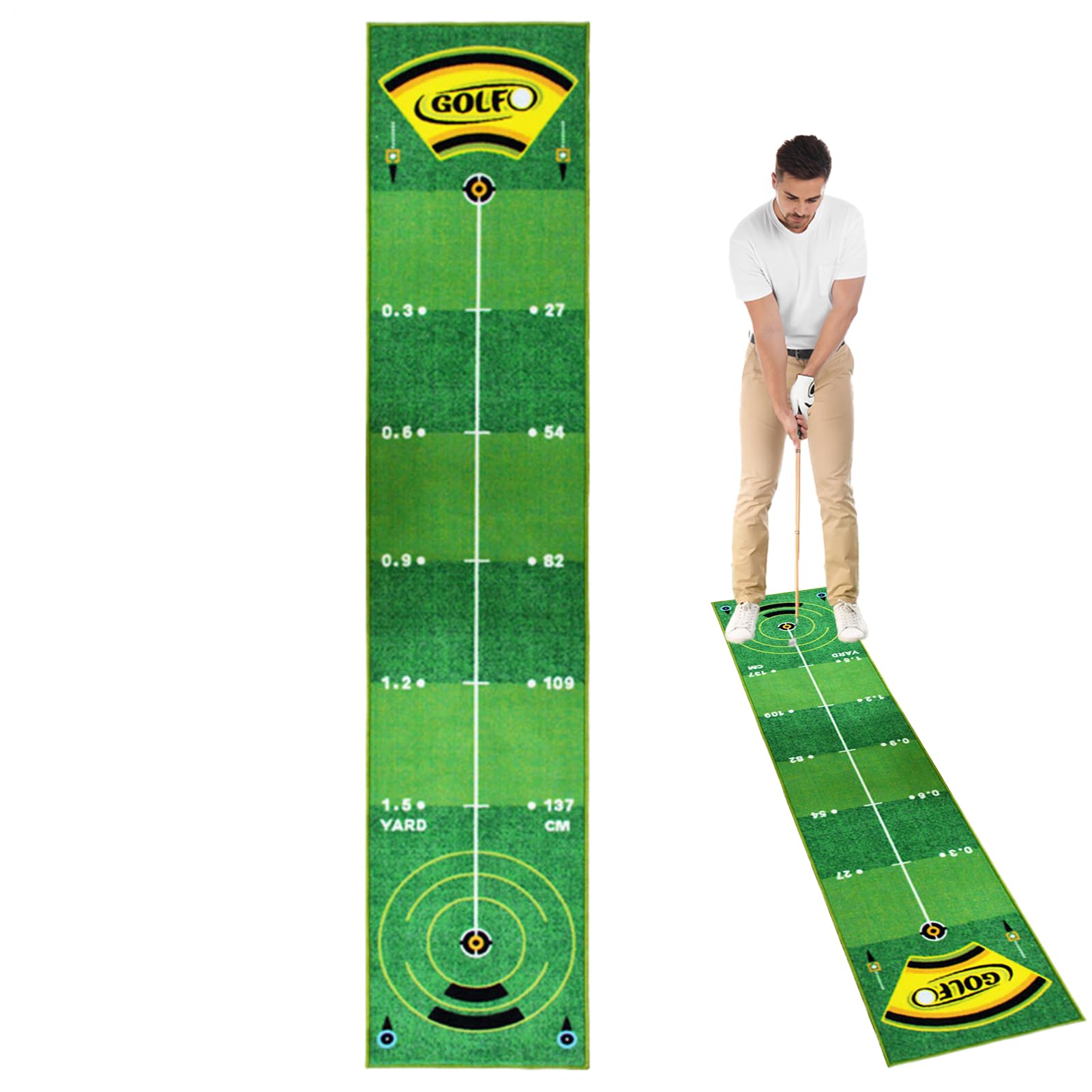 Putting Green para Práctica 49,8 cm x 2,38 m Base Antideslizante Ayuda de