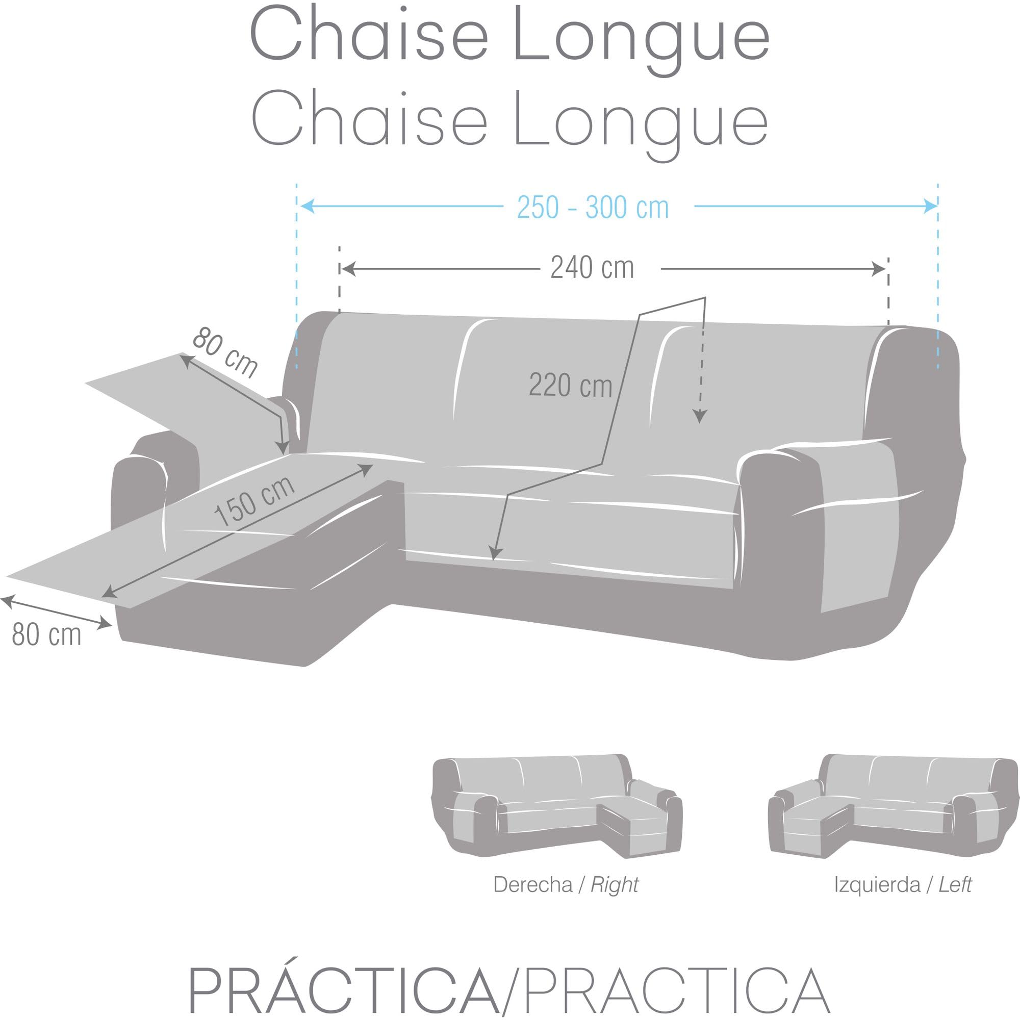 ECOMMERC3 | Funda Sofá Chaiselong Normal Derecha Ajuste Elástico - Funda Sofá Chaiselong Normal Derecha para Respaldo, Asiento y Brazos Color Crudo