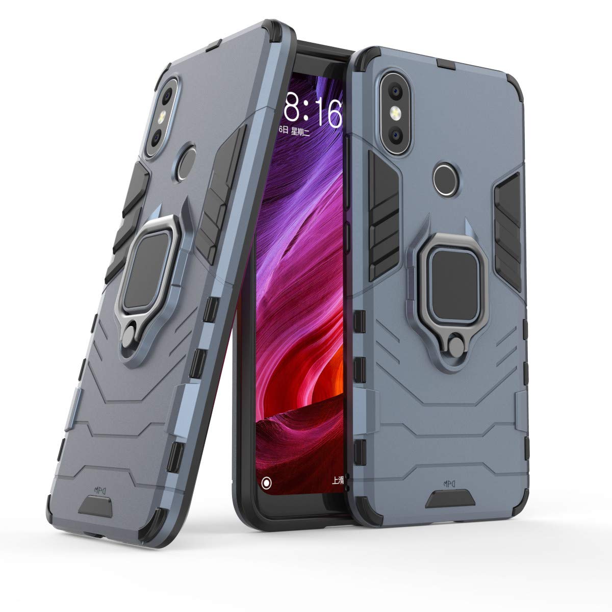Custodia J&H Per Xiaomi Mi A2 Con Anello Portadita E Supporto Girevole A 360°