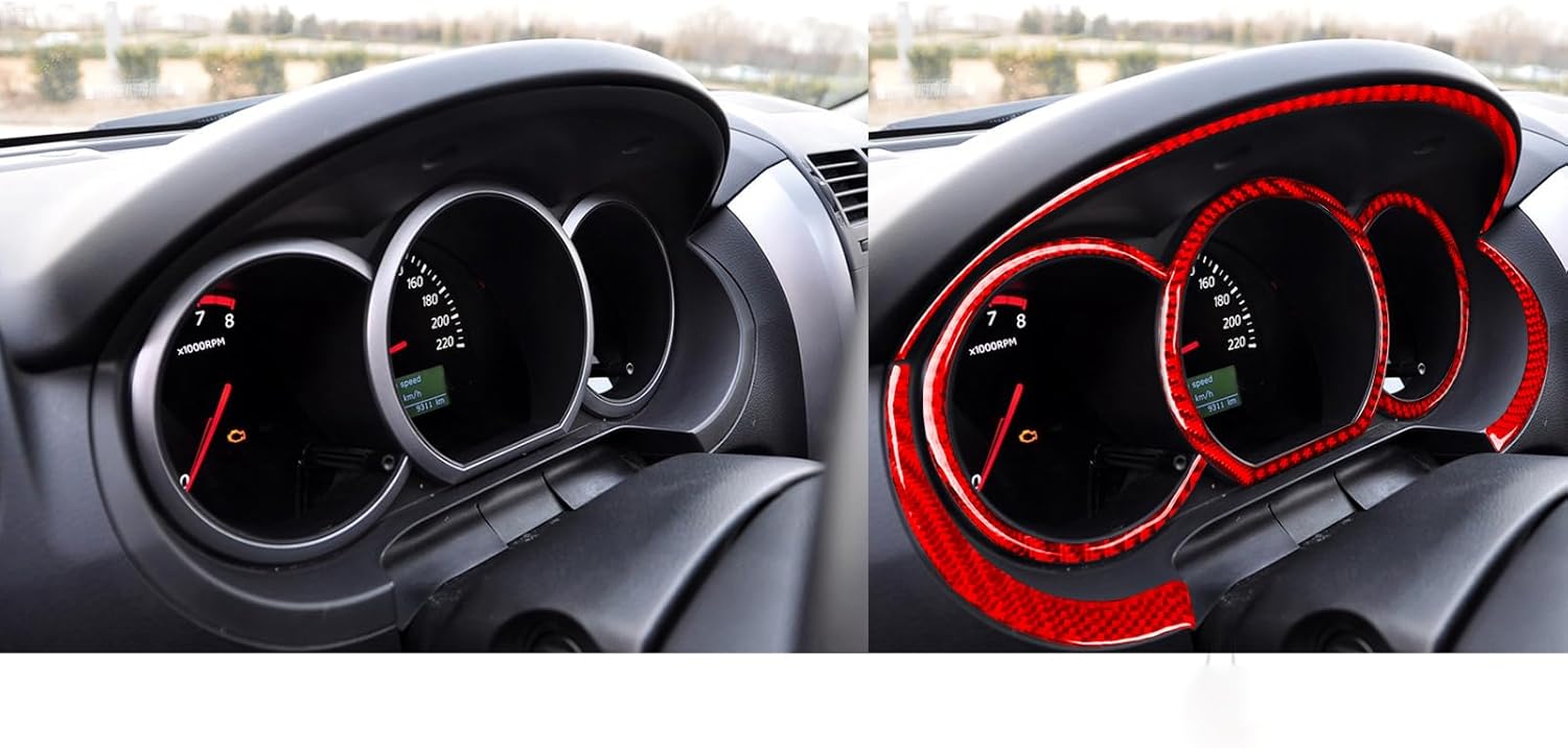 Car Red Carbon Fiber Accessories Speedometer Dashboard Kit 6pcs Protective Cover Sticker Compatible with Suzuki Grand Vitara 2006 2007 2008 2009 2010 2011 2012 2013