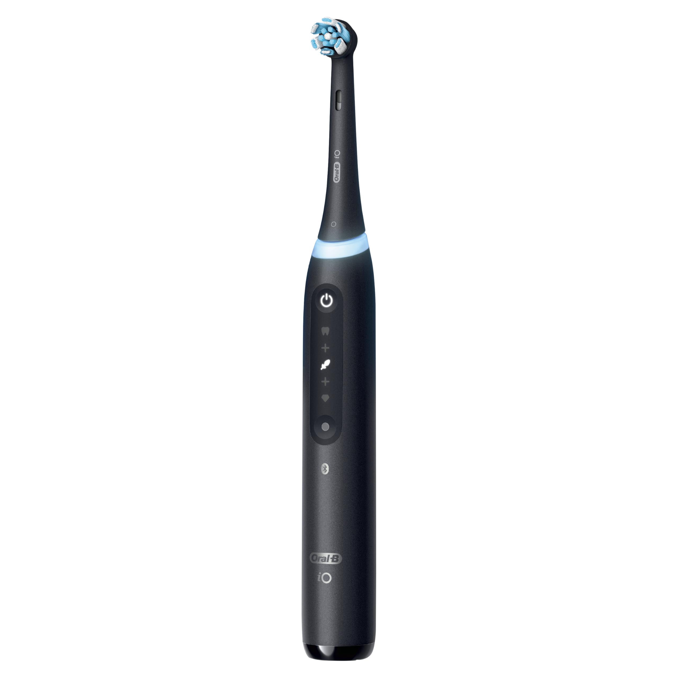 Oral-B iO Deep Clean + Whiten Rechargeable Electric Toothbrush with Visible Pressure Sensor, 2 Minute Timer, 5 Cleaning Settings, 1 iO5 Limited, 3 Toothbrush Heads, Travel Case & Refill Holder, Black