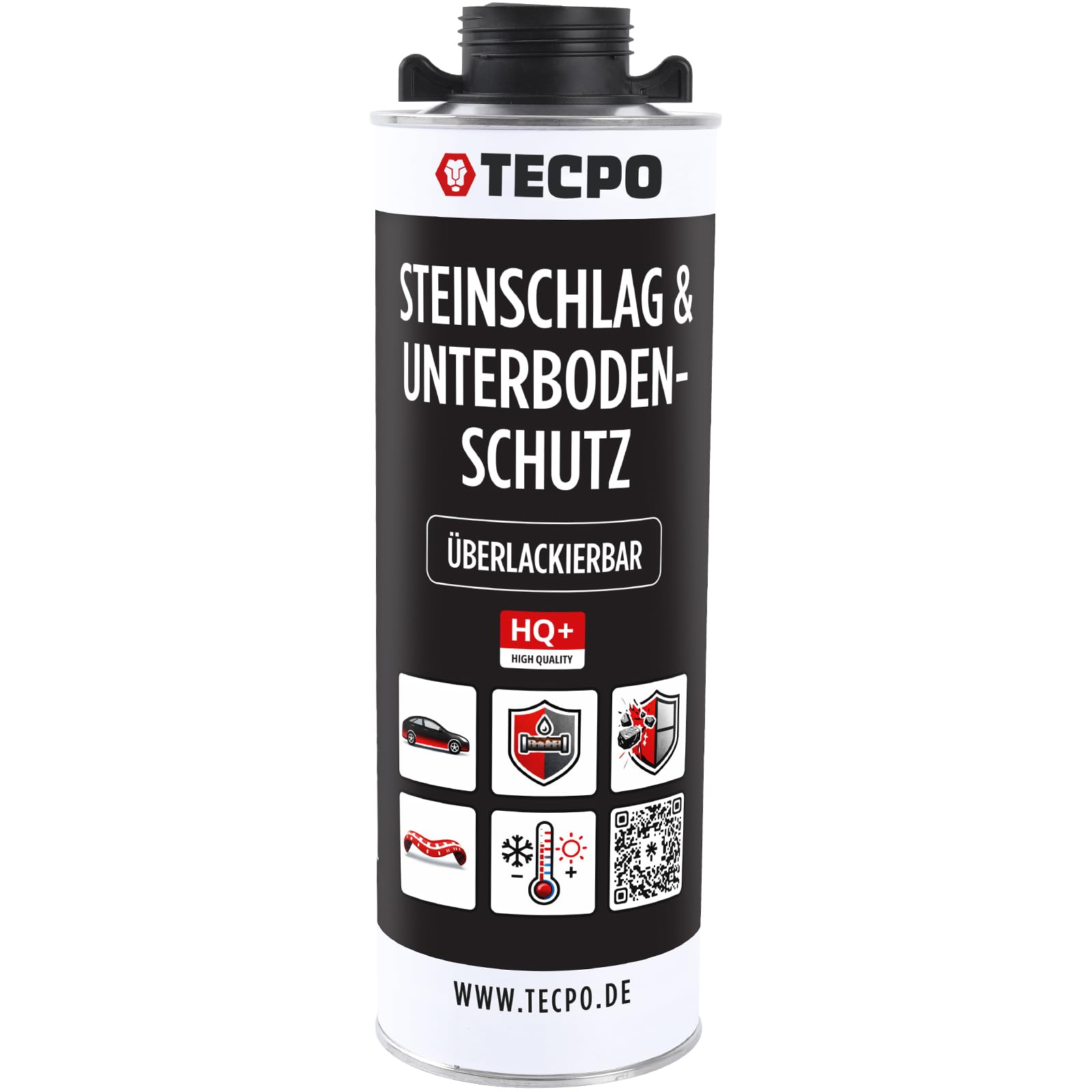 TECPO Protección para debajo del suelo, se puede pintar, protección contra impactos de piedras y corrosión, 6 litros, base de goma negra, UBS con ventosa, protección contra la corrosión, para coche
