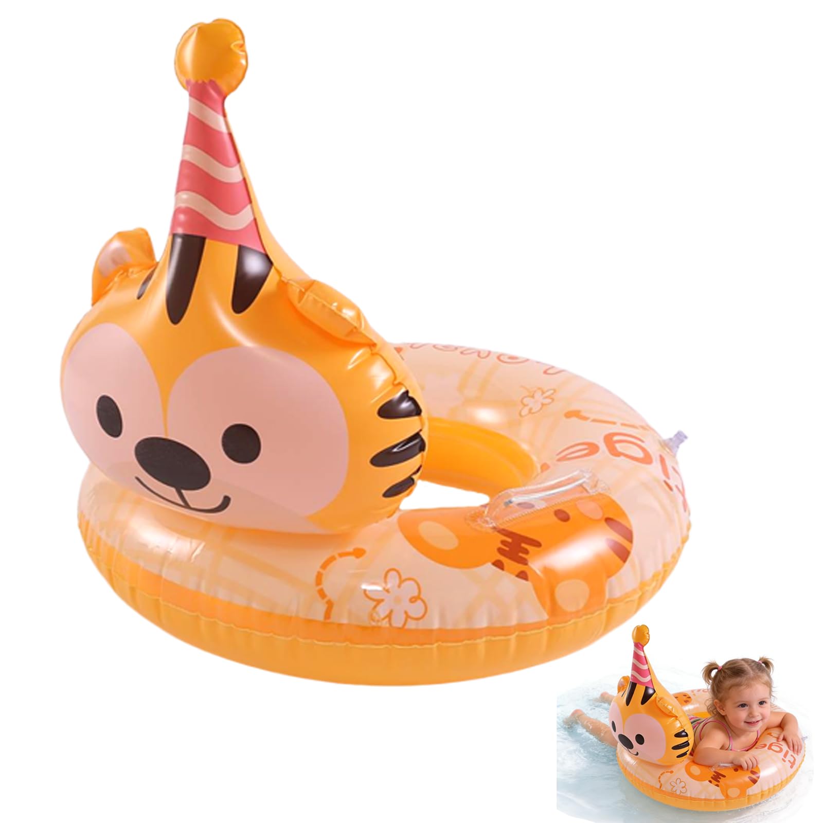 POPOYU Pool Inflatables Pool Floats,Swimming Ring for Kids Tiger,Inflatable Swimming Rings for Kids,Pool Tubes Swimming Pool Toys Rubber Ring for Swimming Pool Beach Party Decoration,Kid Summer Gifts — image 1