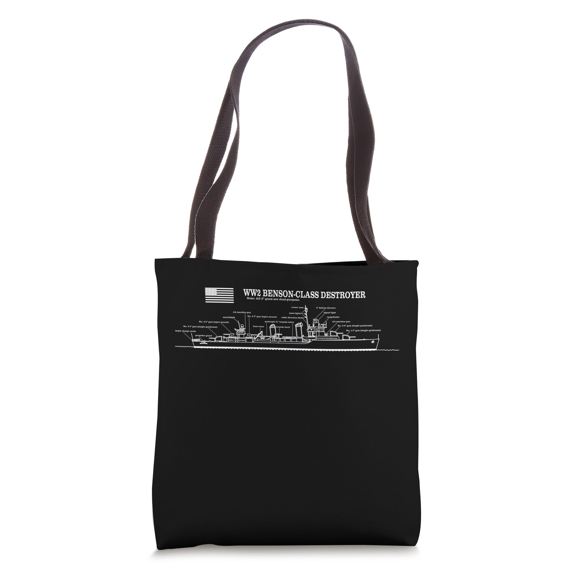 WW2 Benson-Class Destroyer Diagram Technical Blueprint Tote Bag