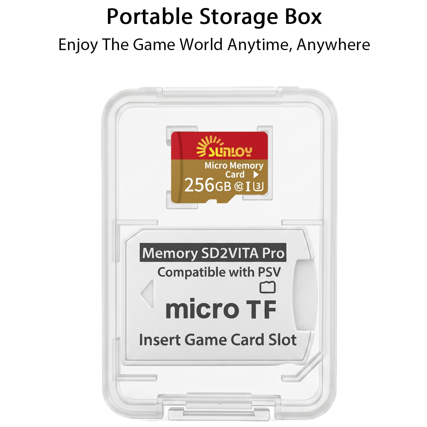 Adaptador de tarjeta de memoria SD2Vita 6.0 PS Vita con tarjeta micro SD de 256 GB, tarjeta de memoria flash microSDXC UHS-I de alta velocidad con adaptador de tarjeta SD PSVita para PSV 1000/2000