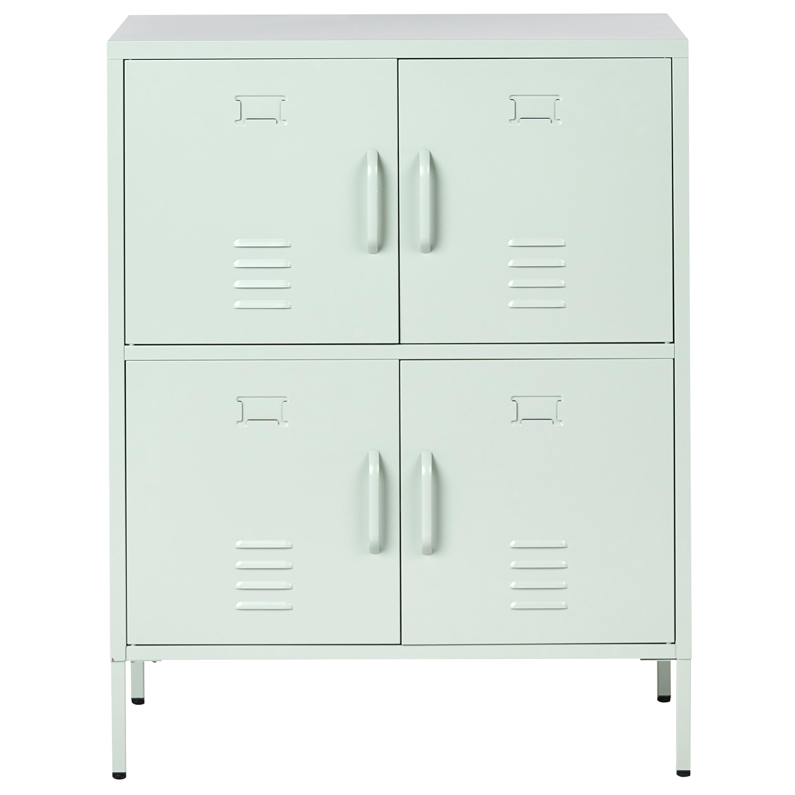 Beliani Armoire de Rangement Buffet Métallique à 4 Portes pour Bureau à Domicile Vert Menthe Holbeck