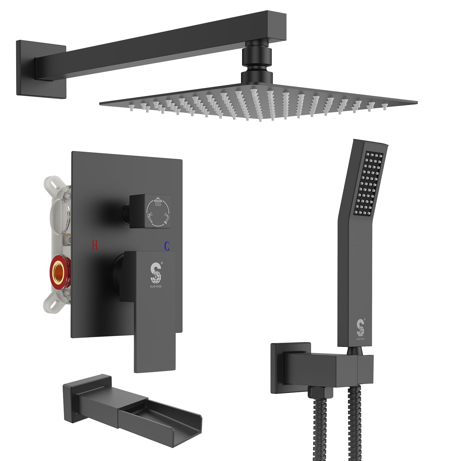 Photo 1 of SR SUN RISE 12" Matte Black All-Metal Shower System