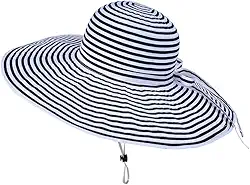 Chapéu de sol feminino de aba larga dobrável com proteção UV