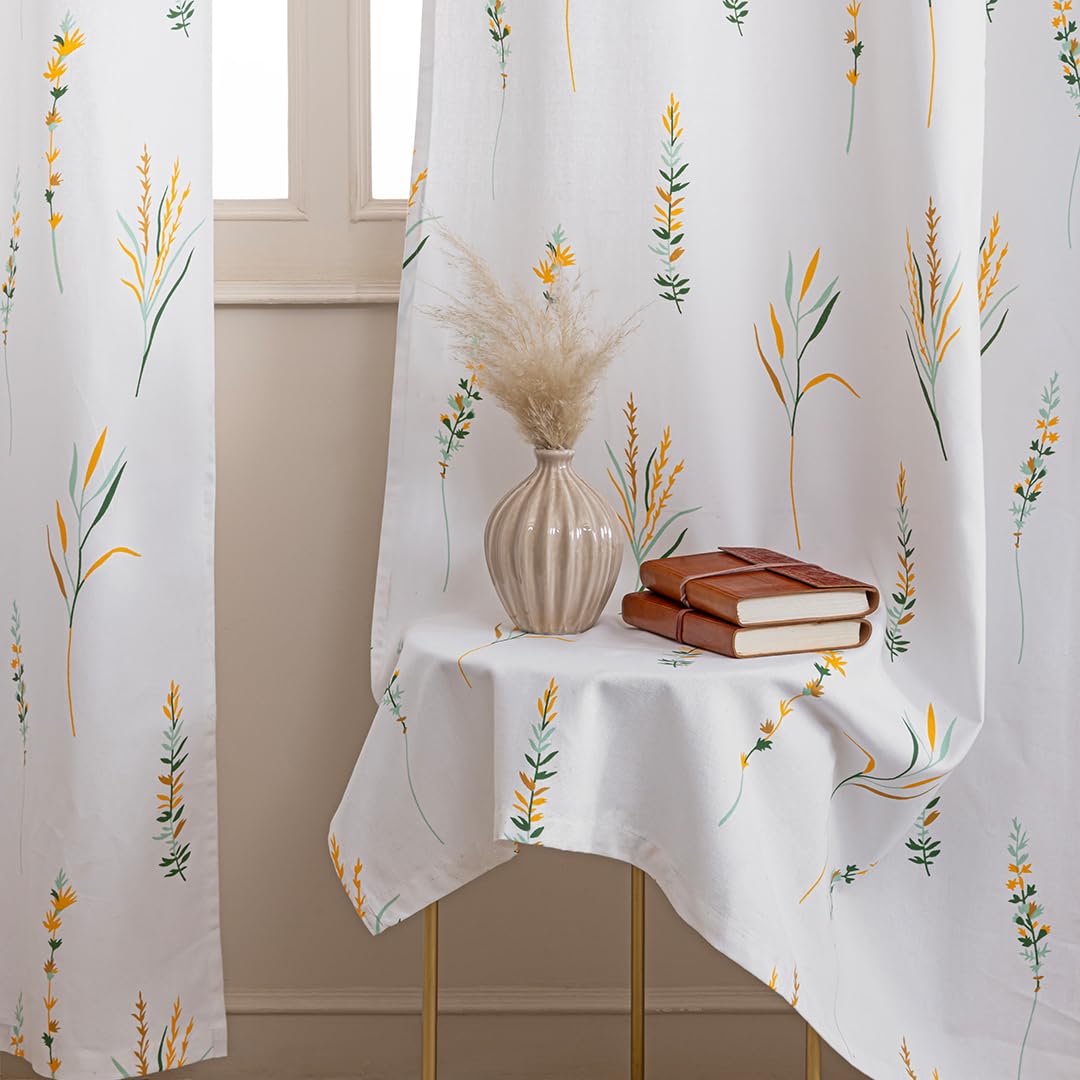 HOMEMONDE Duck Curtain Door 7 Feet Curtains Set of 2- Leaf Scape Printed Room Darkening Curtain with Eyelets - (84 in, Yellow & Green)-image-45