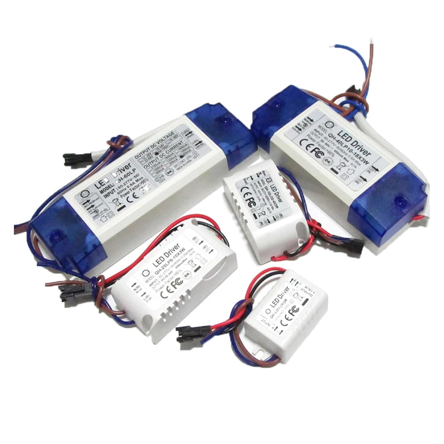 5 Pieces 3W-60W high Power LED Driver 600mA Constant Current AC85-277V 1-2x3W 3-4x3W 3-10x3W 10-18x3W 18-30x3W Lighting Transformer(W-1-2x3W-DC2-7V)