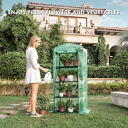 Vivosun Mini 4-Tier Greenhouse, 27 X 19 X 63-Inch Reusable Portable Warm House With Green Pe Cover And Shelf For Compact Garden And Small Backyards #TOP1