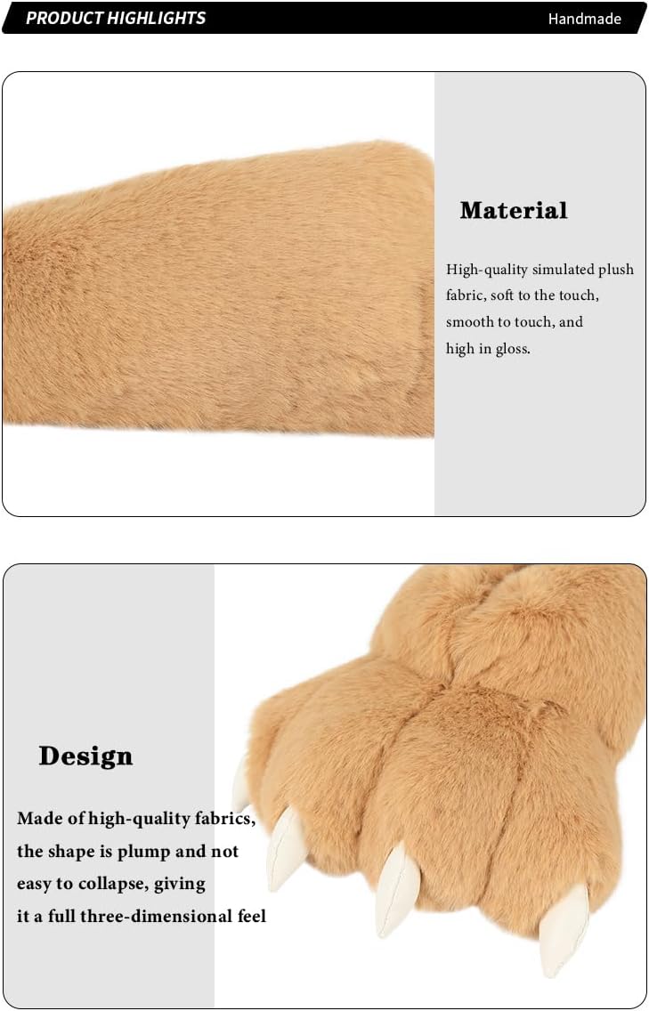 QinRuan Monster Paw Slippers, Fuzzy Animal Claw Comfortable Warm Plush Bear Paw Shoes - Image 3