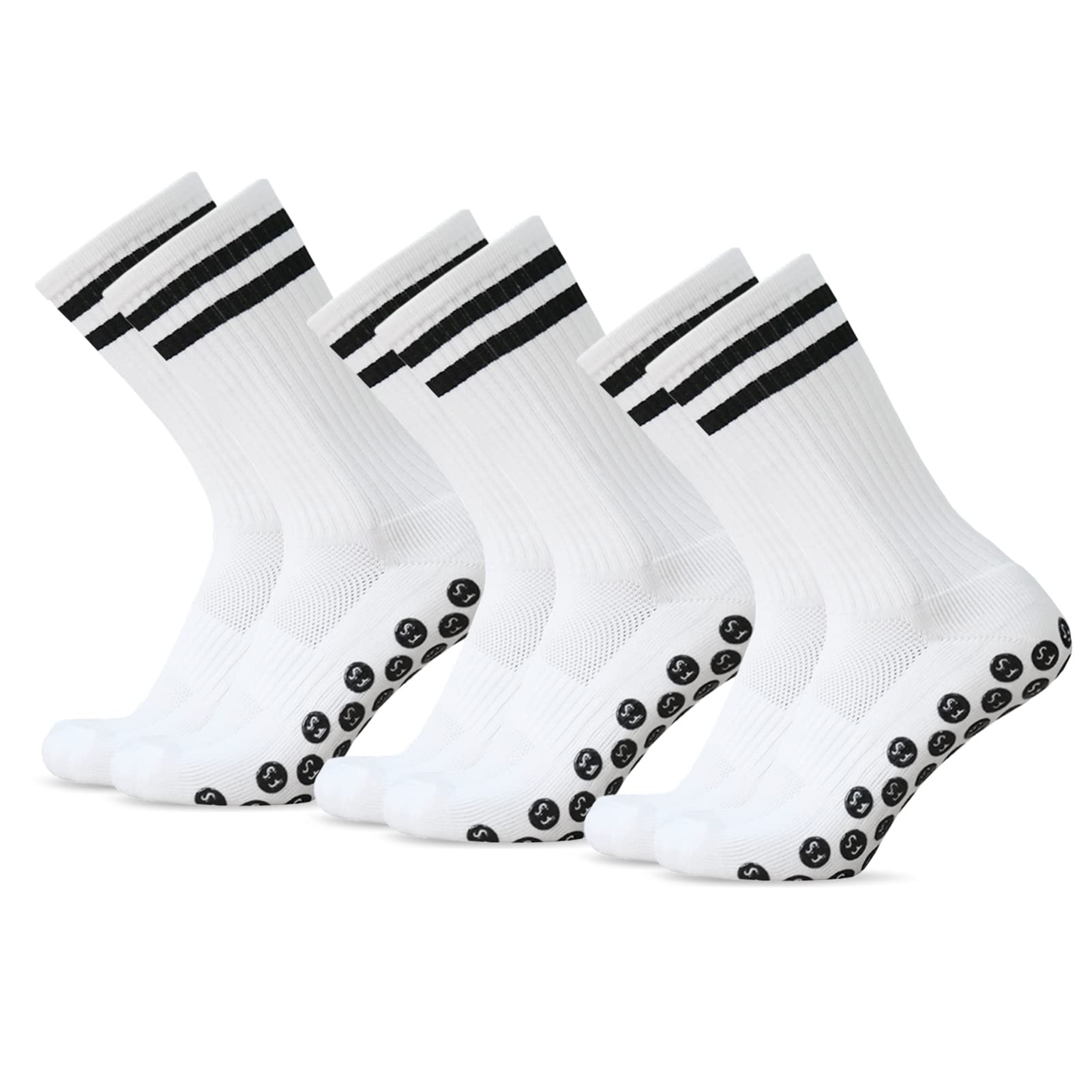 Leepesx3 Pairs Anti Slip Soccer Socks Team Sports Socks Outdoor Fitness Breathable Quick Dry Socks Wear-resistant Athletic Socks Anti-skid Socks For Football Basketball Hockey Sports