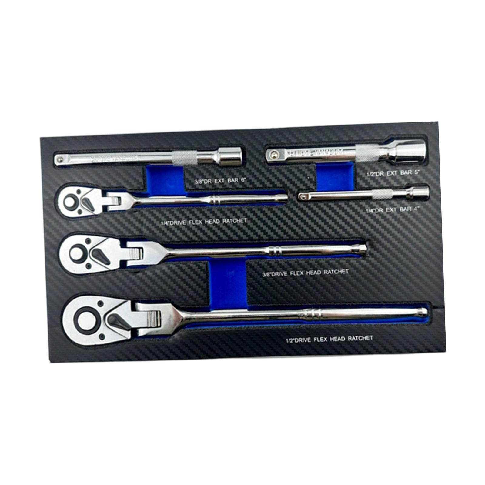 Rgybao 6Pc Blue Head Ratcheting Wrench 6Pc Reversible Design With Extension For Compact Space Optimization Steel Ratcheting Wrench