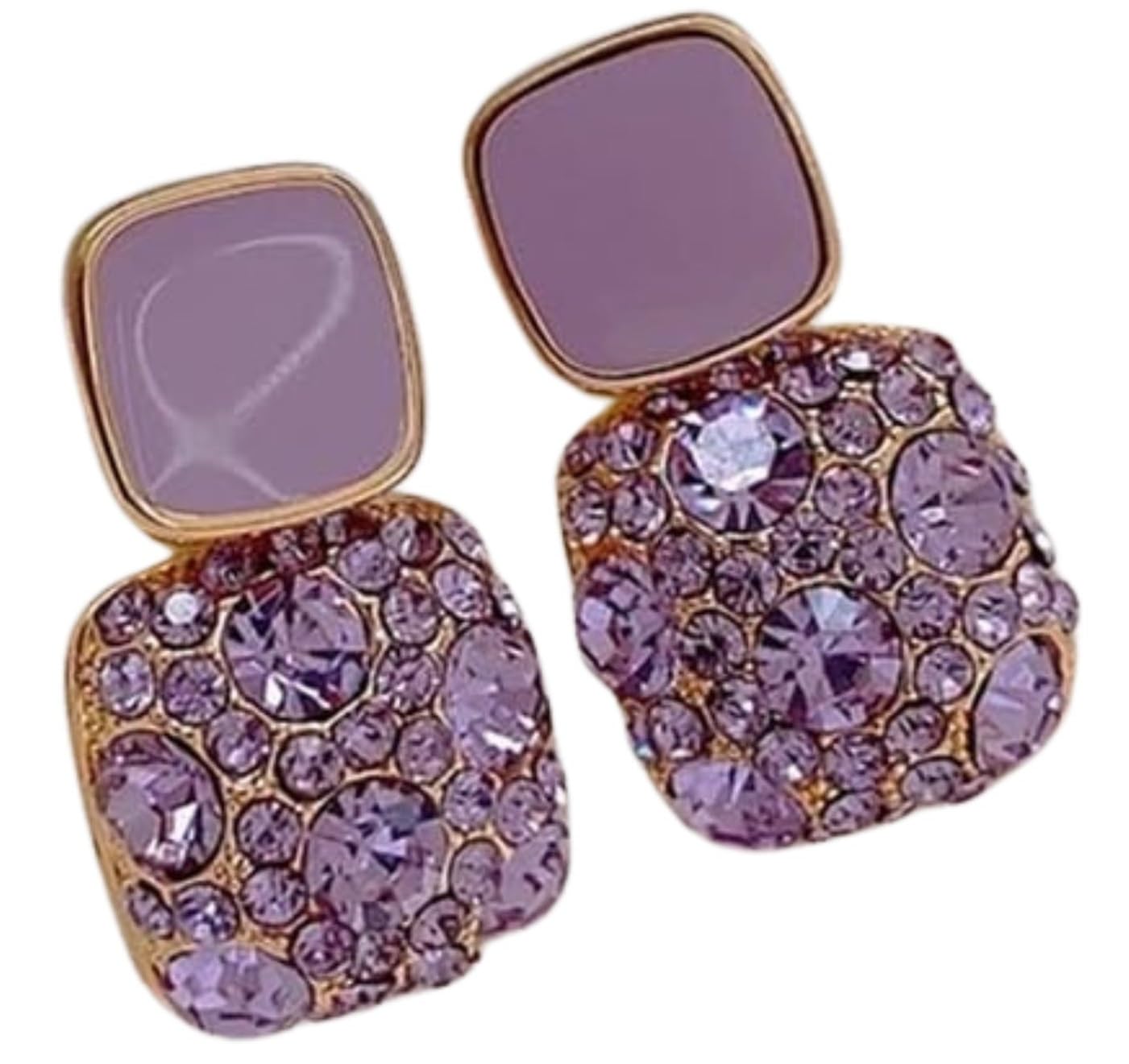 devisha trinkets Elegant Women's Earrings Purple Square Shape Stylish & Lightweight Jewellery for Everyday Wear Perfect for Her-picture-35
