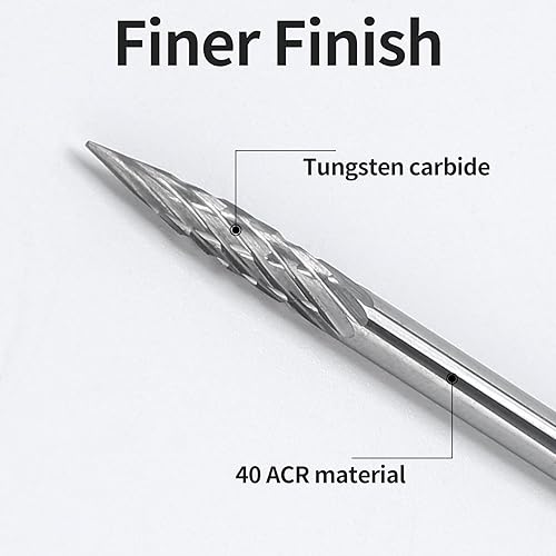 Miniatura 3 de HUHAO Juego de 20 piezas de fresas de carburo, herramienta de desbarbado, acero de tungsteno, amoladora de troquel, broca de accesorio, lima de