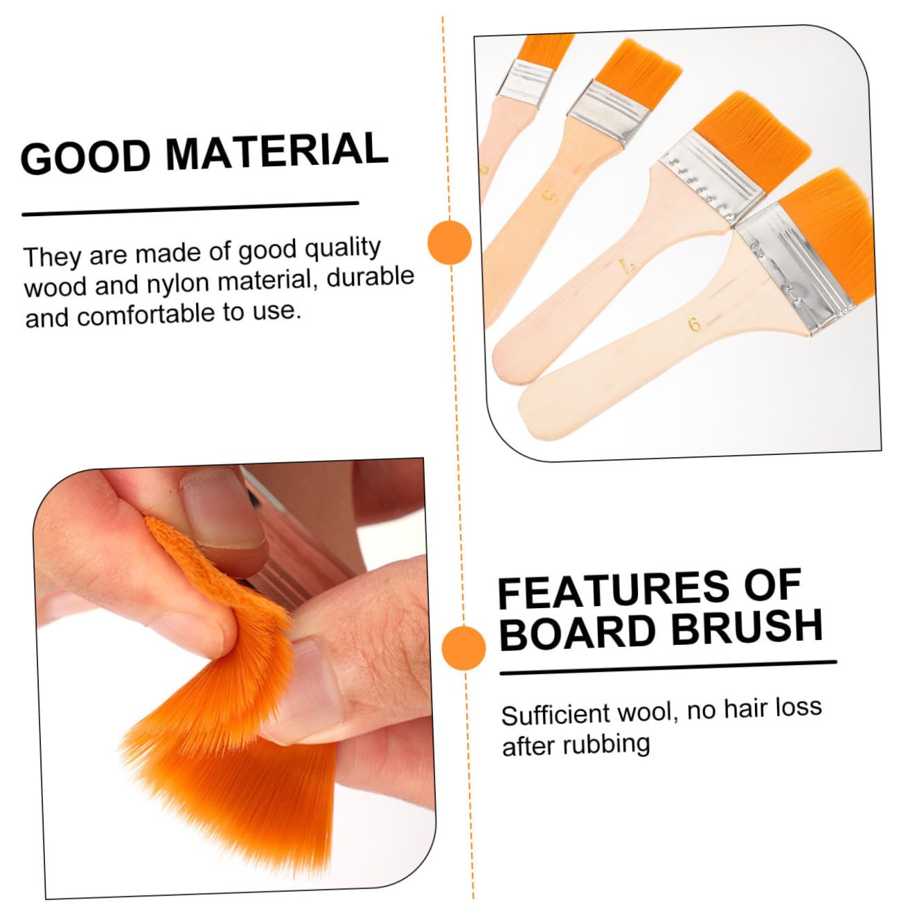 TEHAUX Pinceau Plat en Nylon à Manche Bois 50 Pièces pour Vernis