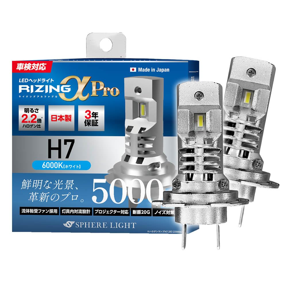 Amazon.co.jp: スフィアライト RIZINGα Pro H7 LED ヘッドライト 6000K 