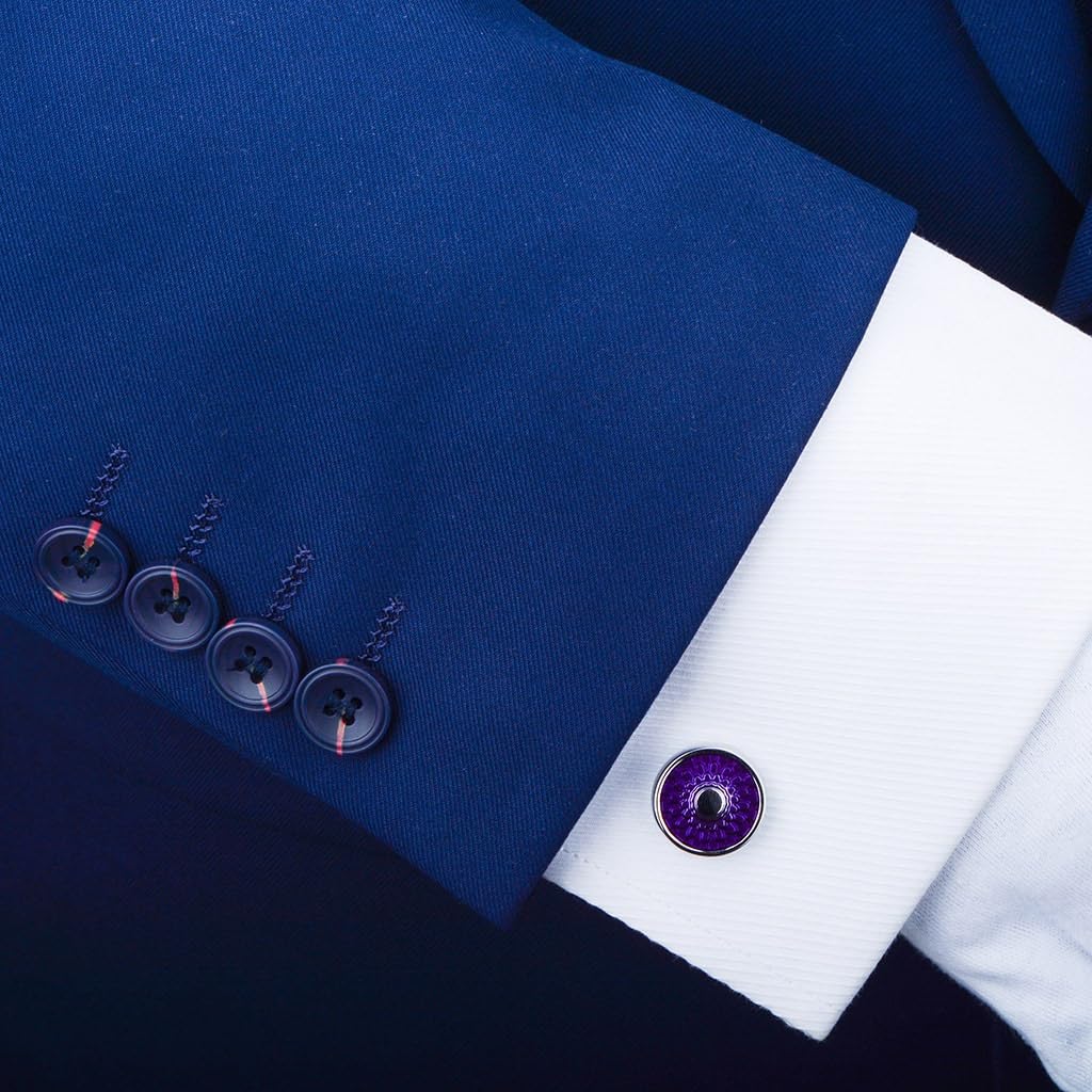 Gemelos de Camisa Francesa con puños de Aceite Transparente con Forma de Gota y Mangas Redondas para Hombre
