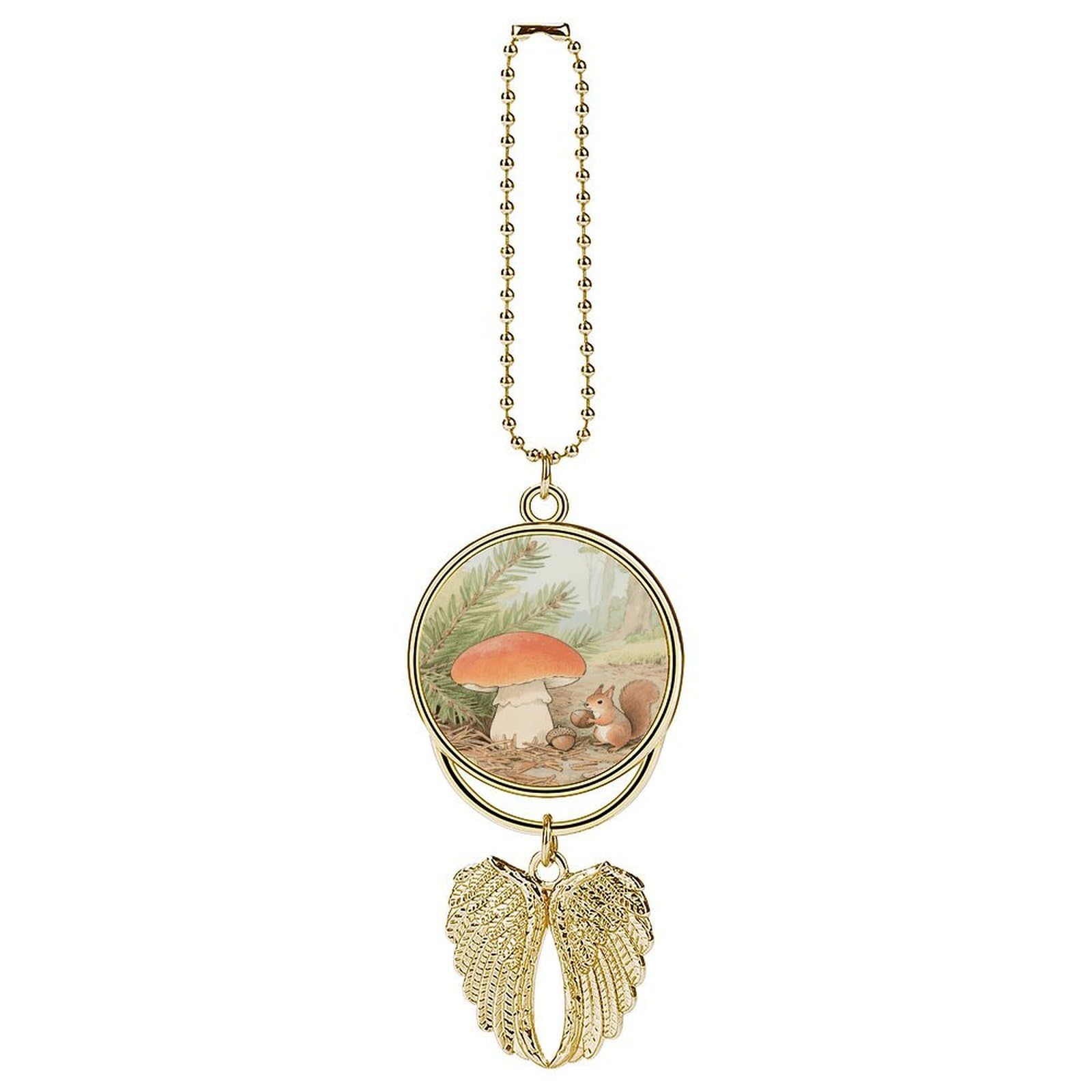 Vintage Mushroom Car Pendant Rear View Mirror Hanging Ornament Auto Metal Charm for Aesthetic Interior Decor. Lucky Car Accessories Cute Funny Hanging Decor for Car Truck