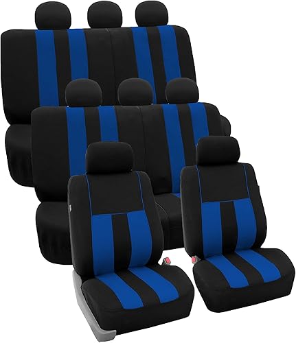 FH Group Juego completo de fundas de asiento de coche de tres filas a rayas, compatible con bolsas de aire y listas para dividir, ajuste universal
