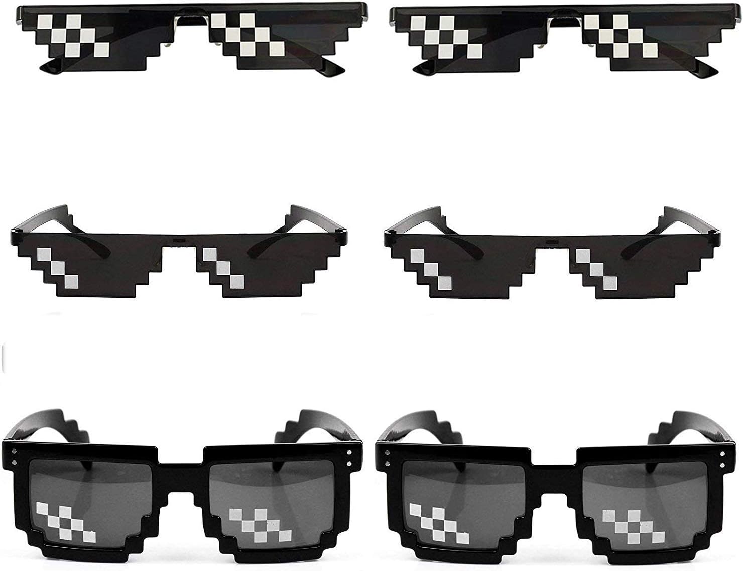 [6 Pack] Thug Life Sunglasses, Thuglife Glasses for Men Women Kids Funny Photo Props & Party Accessories for Adults (Black)