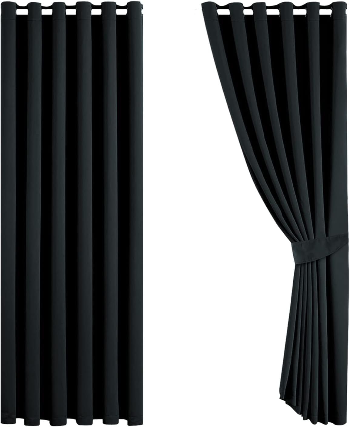 Aspire Homeware Black Out Curtains For Living Room 46X72 Inch Eyelet Curtains For Bedroom Super Soft Privacy Curtain And Drapes 2 Panels With Tiebacks