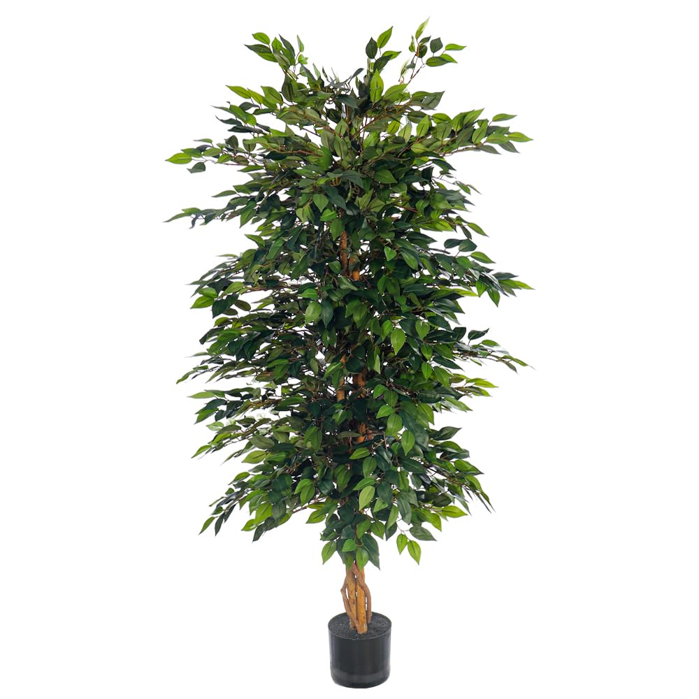 YAHOME Artificial Ficus Tree, Realistic Green Leaves Fake Plants with Flexible Stems & Pot, UV Resistant, Waterproof & Maintenance-Free Faux Plants, Floor Plant for Home Office Event Decor (150cm)