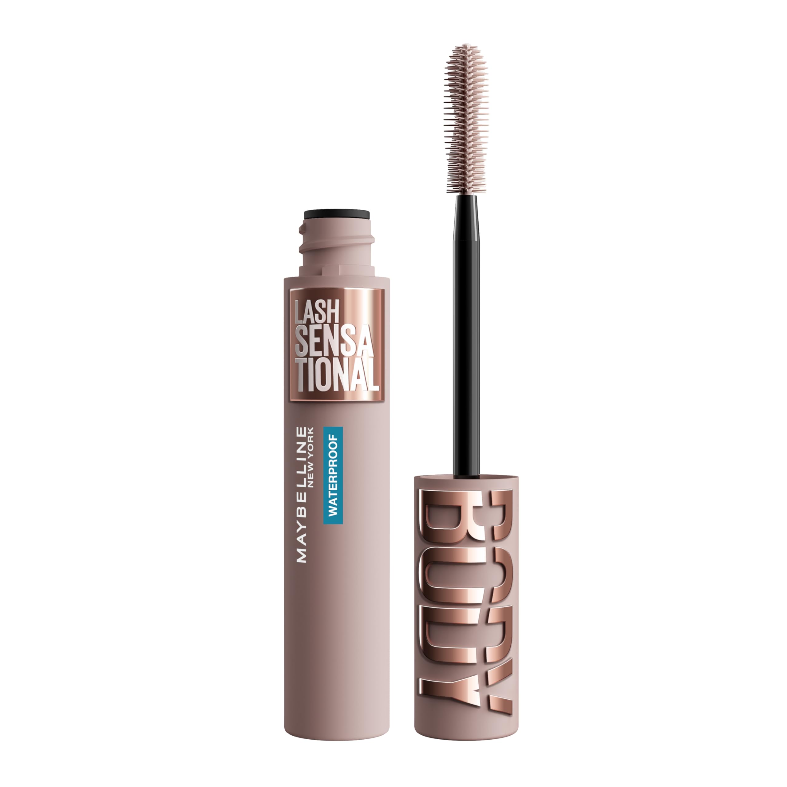 Maybelline New York, Mascara Noir Waterproof, Volume Sensationnel, Cils Gainés et Recourbés Pendant 24H, Cils Sensational Body, Teinte : Very Black Waterproof, 9,75 ml