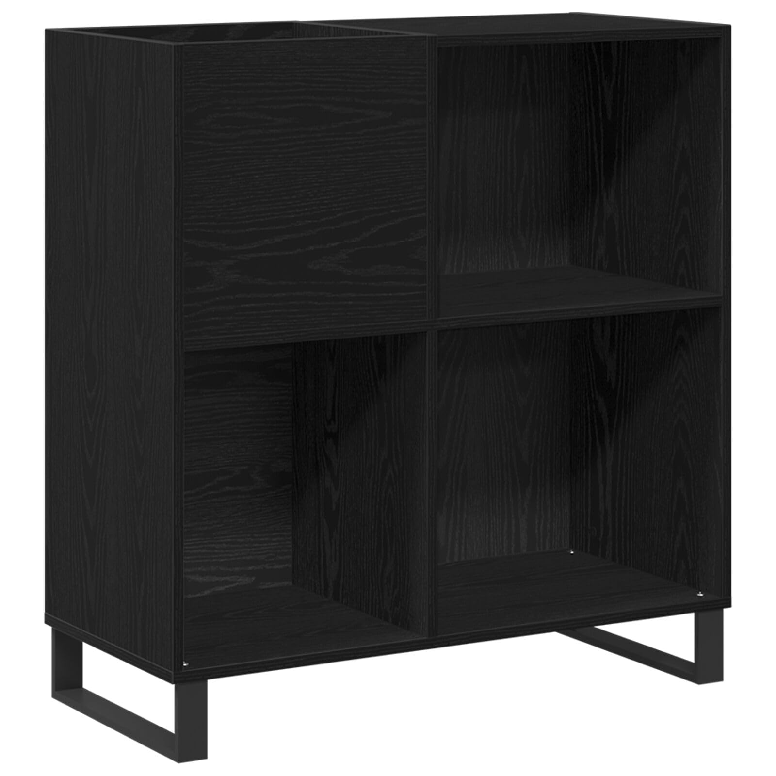 Brokky 862916 Mobile per Vinili Rovere Nero 84.5x38x90 cm Legno Ingegnerizzato Giradischi Vinili Stand Tavolino con Archiviazione Record in Vinile,Espositore per Dischi,Gabinetto del Supporto da Recor