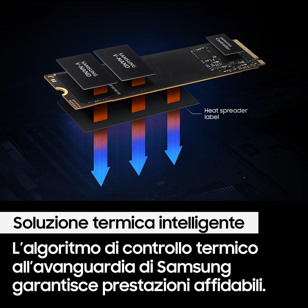 Samsung Memorie MZ-V9E1T0BW 990 EVO SSD Interno da 1TB, PCIe 4.0 x4 / 5.0 x2 NVMe 2.0