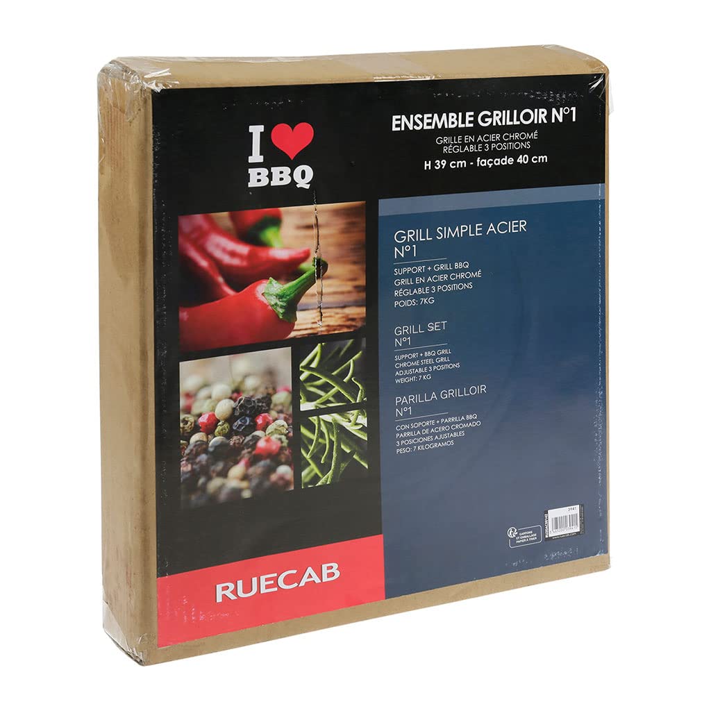 I LOVE BBQ - 3941 - Grilloir Barbecue et Cheminée 40x60 cm – Support avec Grille de Cuisson Réglable – Acier – 6 à 8 Couverts – Accessoire BBQ & Grillades Extérieures