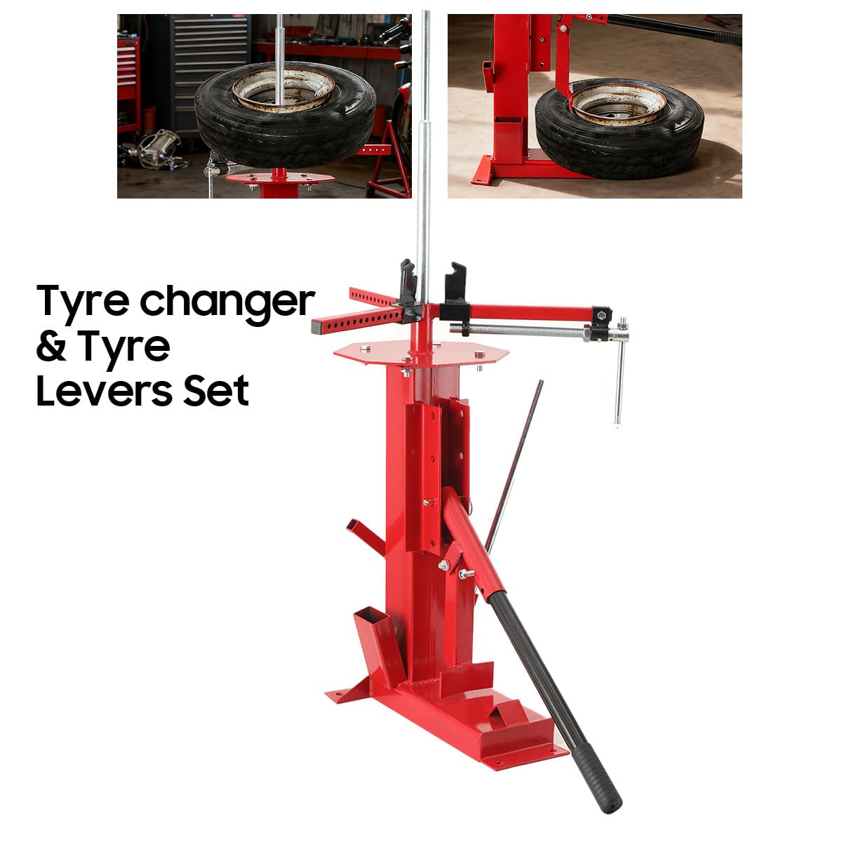 Universelles Reifenmontiergerät Manuell Reifenmontagegerät für 4" bis 17" Felgen Auto Motorrad, Reifenmontiermaschine aus Stahl zur Montage Demontage, Verstellbare Y-Klemmbacken Tyre Changer