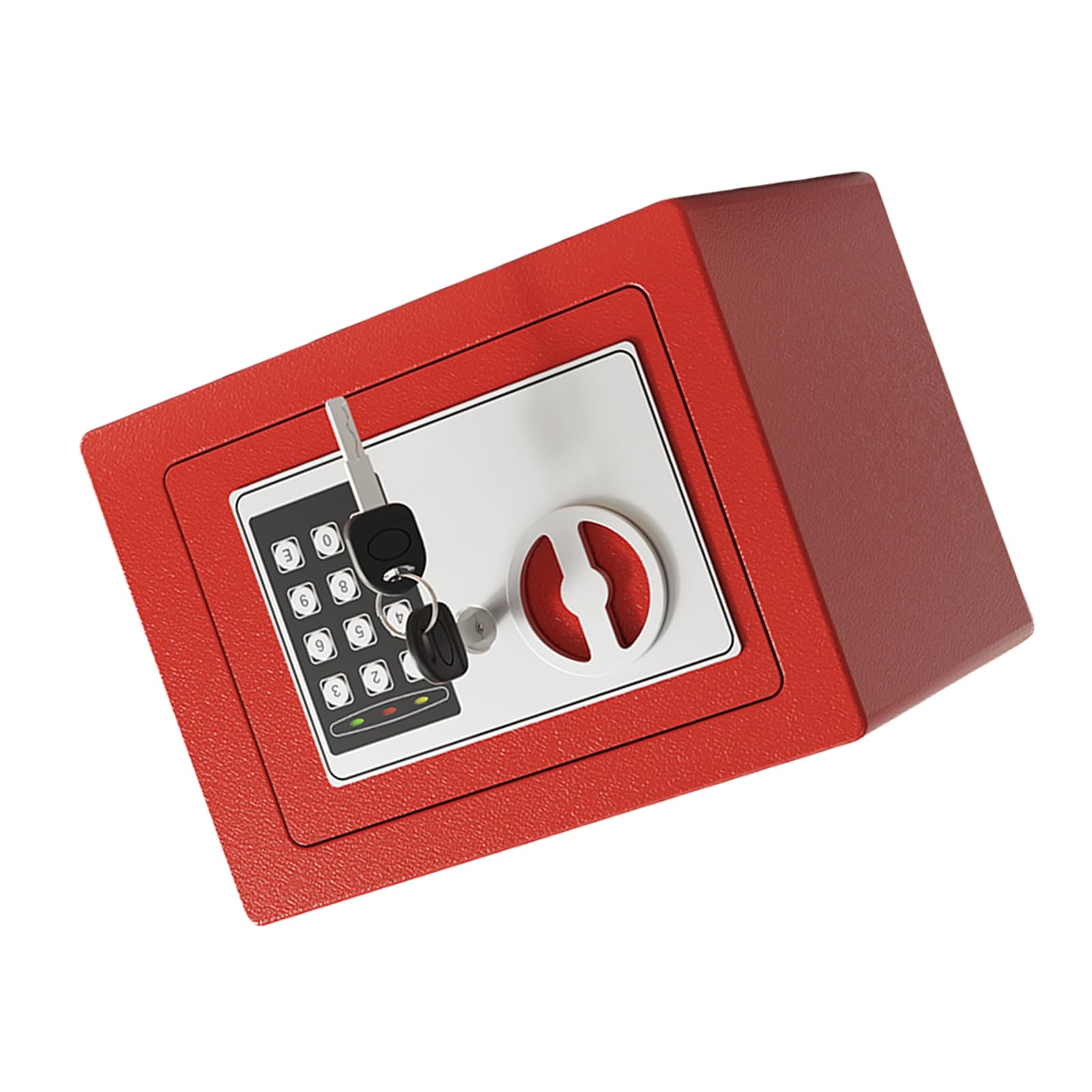 Mini Caja Fuerte de Metal Ignífuga, Cajas Fuertes para el Hogar, Caja Impermeable Ignífuga, con Teclado y 2 Llaves de Repuesto, Seguridad Digital para Dinero, Joyas, Documentos de (Roja)