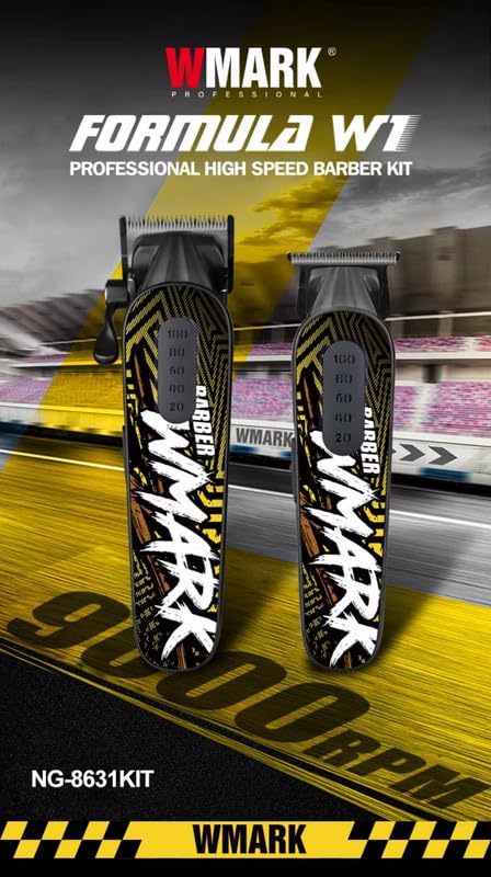 Image of WMARK Ng-8631Kit Formula W1 Hair Clipper 9000RPM & 9000RPM Hair Trimmer Metal Boday 2 Speed Setting Magnetic Motor 9 Guide Comb Taper Lever Adjustments Runtime 240 & 240 Min, Model 6, Multicolor