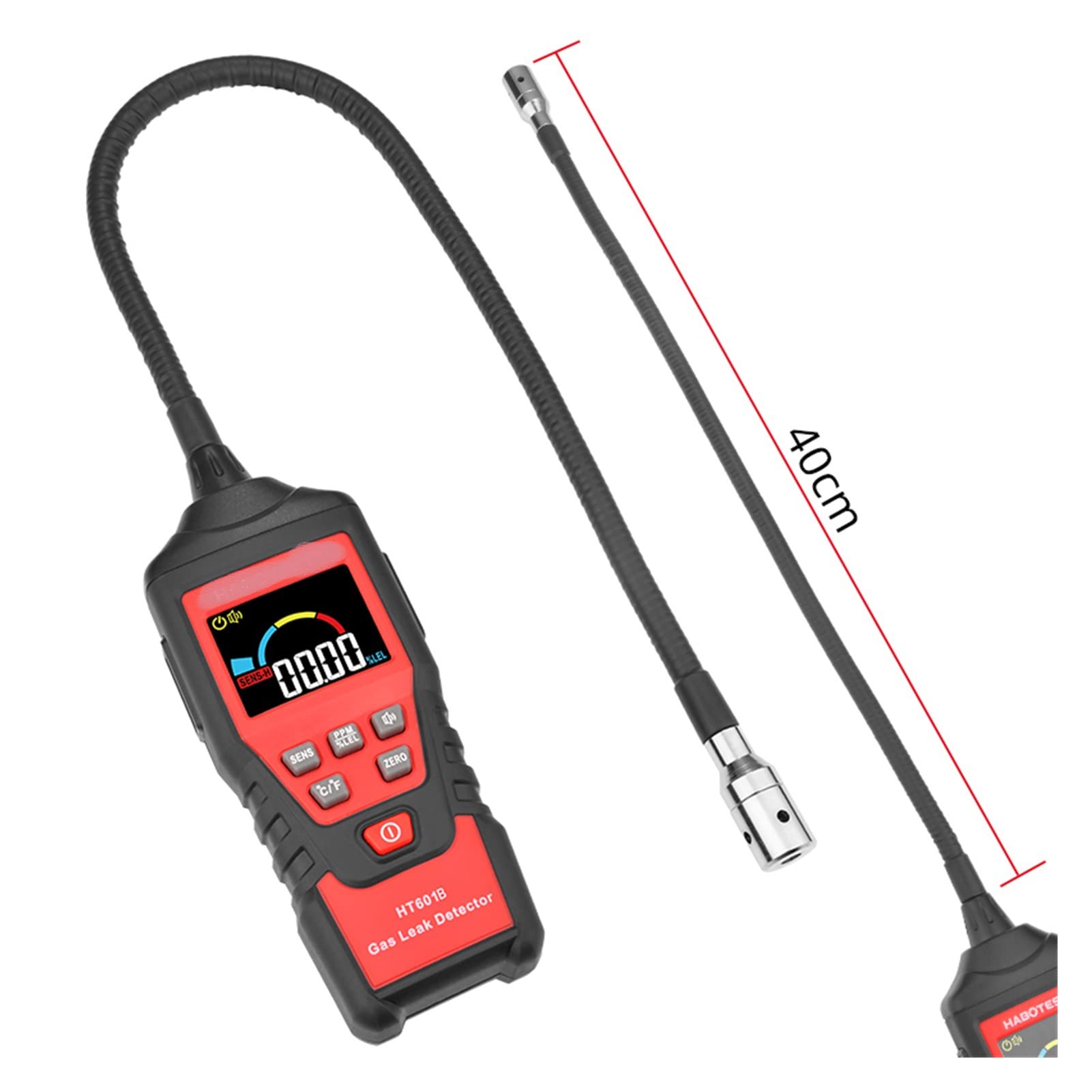 Gasdetektor Ht601b. Gasleck-Detektoranalysator Brennbarer brennbarer Gasfinder natürlicher Ethanol-Methan-Tester LCD Farbanzeige 9999. Ppm
