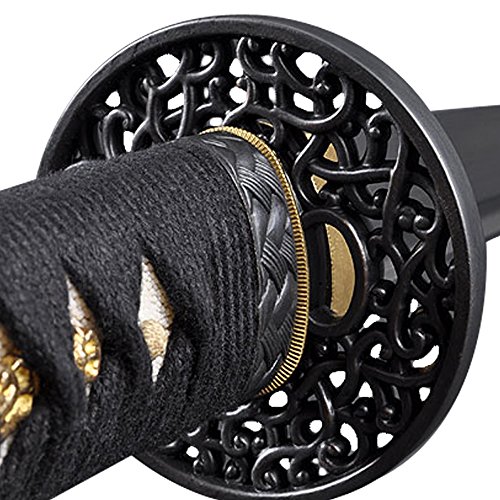 Handmade Sword - Samurai Katana Sword, Battle Ready, Hand Forged, 1045 Carbon Steel, Heat Tempered, Full Tang, Sharp, Wooden Scabbard (Iron636)